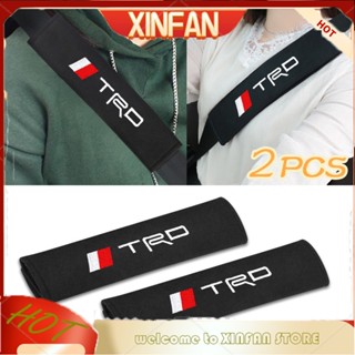 Xinfan ปลอกหุ้มเข็มขัดนิรภัยรถยนต์ ผ้าฝ้าย แบบนิ่ม สีดํา สําหรับ TRD 2 ชิ้น ต่อชุด