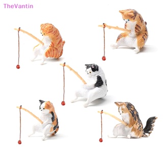 Thevantin ฟิกเกอร์เรซิ่น รูปปั้นแมว ขนาดเล็ก สําหรับตกแต่งบ้าน ตู้ปลา