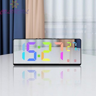 【COLORFUL】Voice-Control Mirror LED Digital Alarm Clock Temperature Date Display Home Decor