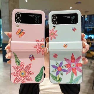 เคสโทรศัพท์มือถือ ป้องกันฝุ่น กันกระแทก ลายดอกไม้ ผีเสื้อ แฟชั่น สําหรับ Samsung Zflip 3 4