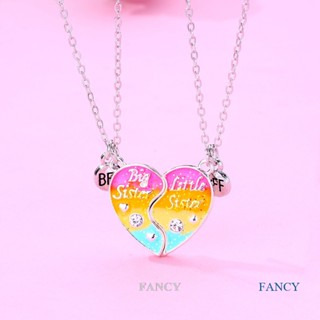 Fancy 2 ชิ้น / เซต เพื่อนที่ดีที่สุด รัก คู่รัก จี้สร้อยคอ สายรุ้งแตก หัวใจ Bff เพื่อนดี มิตรภาพ เครื่องประดับ ของขวัญ