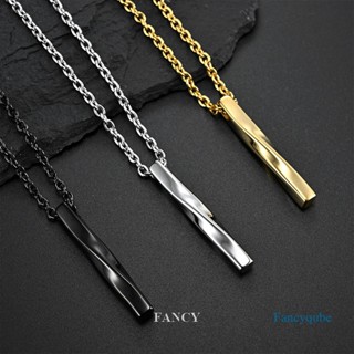 Fancy ใหม่ สร้อยคอโซ่เหล็กไทเทเนียม จี้สี่เหลี่ยมผืนผ้า ของขวัญคนรัก แฟชั่นเรียบง่าย สําหรับผู้ชาย