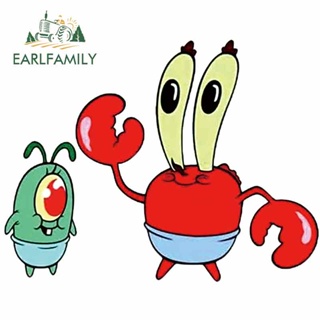 Earlfamily สติกเกอร์ กันน้ํา ลาย Spongebob Fine Decal DIY สําหรับติดตกแต่งรถยนต์ VAN RV Camper 13 ซม. x 10.1 ซม.