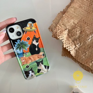 For เคสไอโฟน 14 Pro Max [Cute Cat Oops] เคส Phone Case For iPhone 14 Pro Max Plus 13 12 11 For เคสไอโฟน11 Ins Korean Style Retro Classic Couple Shockproof Protective TPU Cover Shell