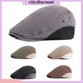 &lt;citydiscount&gt; หมวกเบเร่ต์ กันแดด ระบายอากาศ ปรับได้ สีพื้น สไตล์อังกฤษ เรโทร ฤดูใบไม้ผลิ ฤดูใบไม้ร่วง สําหรับผู้ชาย