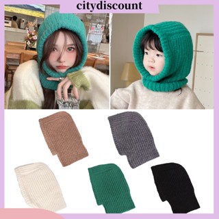 &lt;citydiscount&gt; หมวกบีนนี่ ผ้าถักนิตติ้ง ป้องกันหู สีพื้น แฟชั่นฤดูใบไม้ร่วง ฤดูหนาว สําหรับเด็ก และผู้ใหญ่