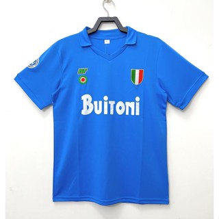 เสื้อกีฬาแขนสั้น ลายทีมชาติฟุตบอล Napoli 87-88 ชุดเหย้า สไตล์วินเทจ