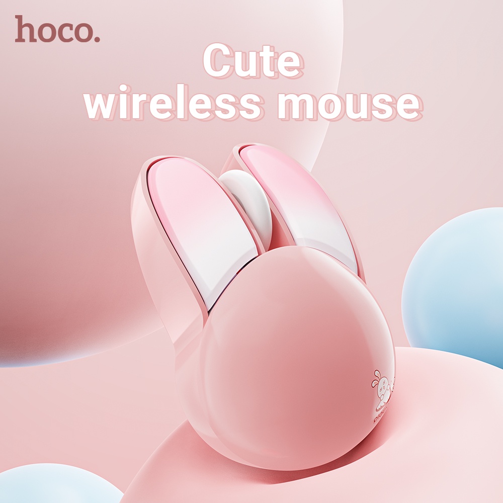 HOCO M6 อัพเกรด เมาส์ไร้สายน่ารักเมาส์เงียบไร้สาย 1200 DPI สําหรับคอมพิวเตอร์แล็ปท็อป PC 2.4G เมาส์เงียบไร้สายสําหรับแล็ปท็อป PC แท็บเล็ตโน้ตบุ๊คพร้อมแบตเตอรี่