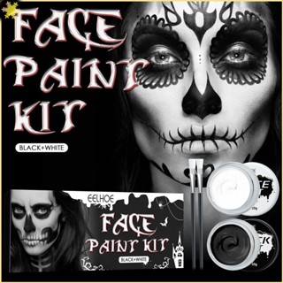 [LBE] Eelhoe Halloween Special Effects Makeup Pigment Set Black And White/skin Color Red Simulation Vampire Skull Face Human Body Painted อุปกรณ์ประกอบฉากแต่งหน้า