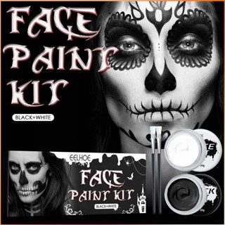 Eelhoe Halloween Special Effects Makeup Pigment Set Black And White/skin Color Red Simulation Vampire Skull Face Human Body Painted อุปกรณ์ประกอบฉากแต่งหน้า -FE