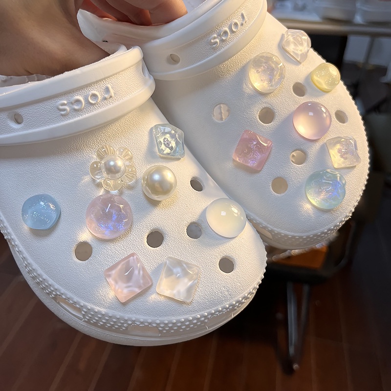 เกาหลี Glow In The Dark jibitz อัญมณี Jibitz ออกแบบคริสตัลรองเท้า Charms Rhinestones Luminous ออกแบบ