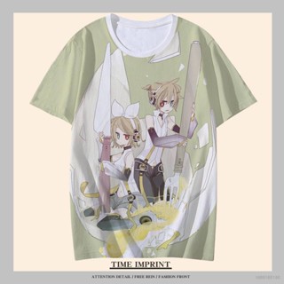 เสื้อยืดแขนสั้นลําลอง พิมพ์ลายการ์ตูนอนิเมะ Vocaloid Kagamine Rin Len พลัสไซซ์ สําหรับผู้ชาย และผู้หญิง