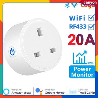 Tuya 20a Wifi+bluetooth Dual Mode Smart Socket Plug With Power Monitor Smart App Remote Control Support Voice Control Works with Alexa and Google Home canyon