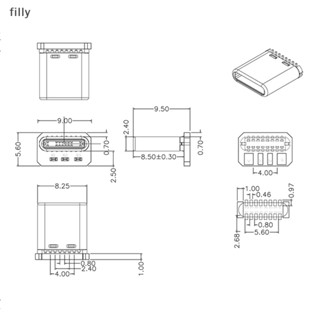 บอร์ดเชื่อมต่อ USB3.1 Type C 16pin 4 PCB หัวตัวผู้ OP