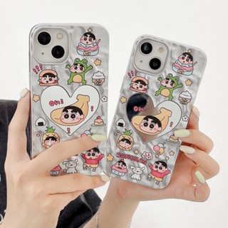 เคสโทรศัพท์มือถือแบบกระจก ลายการ์ตูนหัวใจ สําหรับ Iphone 14pro max 13 12 11