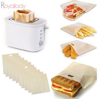 #ROYALLADY#Toaster ใหม่ ถุงทนความร้อน ไม่ติดผิว ใช้ซ้ําได้ 10 ชิ้น