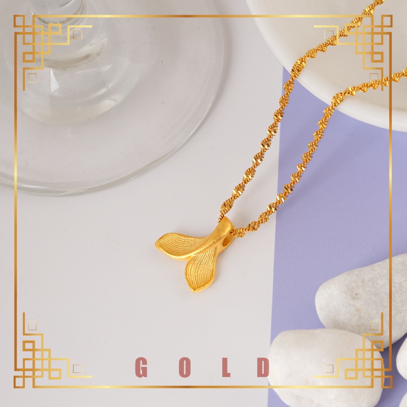 [Lucky K Gold] จี้หางปลา Au999 สร้อยคอคลาสสิกสีทอง