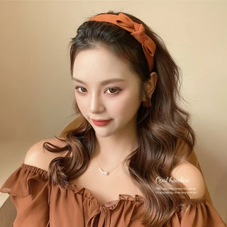 แฟชั่นเกาหลีผ้าโบว์แถบคาดศีรษะกว้างสําหรับสาวแต่งหน้าผมม้าคงที่ ที่คาดผม เครื่องประดับผมผู้หญิง