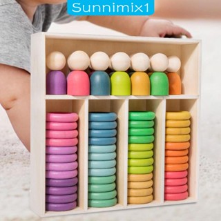 [Sunnimix1] ของเล่นไม้ Montessori สีรุ้ง สําหรับเด็ก