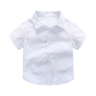 เสื้อโปโลแขนสั้น ผ้าฝ้ายแท้ พลัสไซซ์ สีขาว สําหรับเด็กนักเรียน 90-180