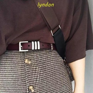 Lyndon เข็มขัดคาดเอว หัวเข็มขัดสี่เหลี่ยม สีพื้น เข้ากับทุกการแต่งกาย สไตล์วินเทจ สําหรับผู้หญิง นักเรียน