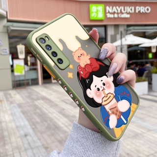 สําหรับ Huawei Nova 7 Nova 7 Pro Nova 7i Nova 7 SE 5G Youth เคส การ์ตูน ชานม เด็กผู้หญิง รูปแบบ บาง ขอบสี่เหลี่ยม การออกแบบใหม่ กันกระแทก ฝ้า ใส เคสโทรศัพท์แข็ง