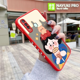 สําหรับ VIVO Y19 Y5s เคส การ์ตูน ชานม เด็กผู้หญิง รูปแบบ บาง ด้าน สี่เหลี่ยม ขอบ การออกแบบใหม่ กันกระแทก ฝ้า ใส เคสโทรศัพท์แข็ง