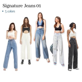 Merge Official - Signature Jeans 01 5 Colors (พร้อมส่ง) กางเกงยีนส์เอวสูง ทรงกระบอกตรง 5 สี