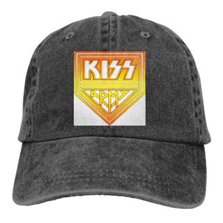 หมวกเบสบอล ผ้าฝ้าย ปักลายโลโก้ Kiss Band ทรงหลวม สามารถปรับได้