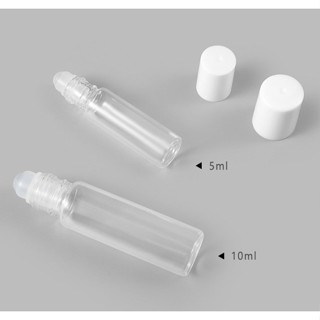 ขวดแก้วเปล่า แบบรีฟิล ขนาด 5 มล. 10 มล. พร้อมฝาปิดพลาสติก สําหรับใส่น้ํามันหอมระเหย เครื่องสําอาง เดินทาง