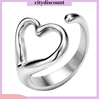 &lt;citydiscount&gt; แหวนชุบเงิน รูปหัวใจ ปรับได้ เครื่องประดับแฟชั่น สําหรับผู้หญิง