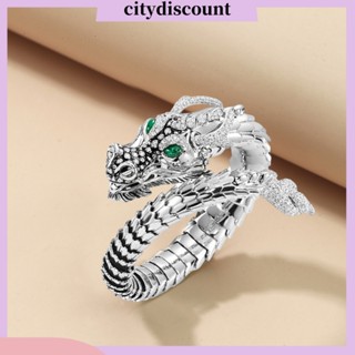 &lt;citydiscount&gt; แหวนเงิน รูปมังกร แบบเปิด เครื่องประดับแฟชั่น สําหรับผู้ชาย