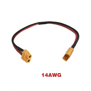 Xt60 สายเคเบิลต่อขยาย 14AWG ยาง 30 ซม. สีดํา แดง เหลือง สําหรับแบตเตอรี่จักรยานไฟฟ้า