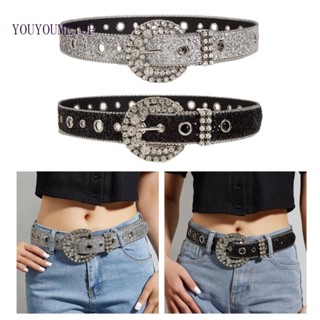 Youyo Bling Bling คาวบอย เข็มขัดเอว กางเกงยีน กระโปรง ประดับพลอยเทียม สําหรับวัยรุ่น