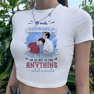 เสื้อครอปท็อป ลายกราฟฟิค Call Me by Your Name streetwear 90s สไตล์แฟรี่ สําหรับผู้หญิง