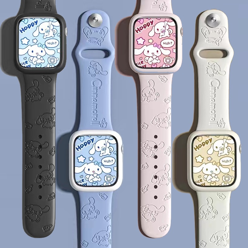 สายนาฬิกาข้อมือ แบบนิ่ม ลาย Sanrio Cinnamoroll 3D แบบเปลี่ยน สําหรับ Watch Ultra 2/Ultra 49 มม. S9 Series 8 7 SE 6 5 4 3 2 1 (41 มม. 45 มม. 40 มม. 44 มม. 38 มม.)