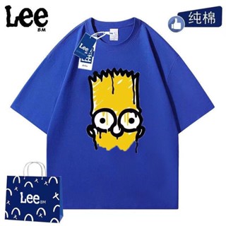 Leeaboute Co branded Simpson ชุดกีฬา เสื้อยืดลําลอง แขนสั้น สองชิ้น แฟชั่นฤดูร้อน สําหรับผู้ชาย