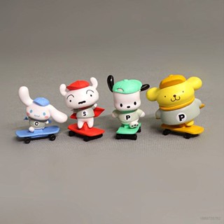 Ellen โมเดลฟิกเกอร์ Sanrio Cinnamoroll Pachacco Purin Crayon Shin-chan สีขาว สําหรับเด็ก 4 ชิ้น