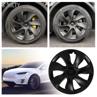 B_HILTY 4 Pcs 19 นิ้วล้อ HUB CAP Matte Black Fully Wrap RIM Protector Trim ความแข็งแรงสูงสำหรับ Tesla รุ่น Y 2020 ถึง 2023