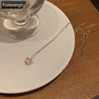 Forevergo สร้อยคอโซ่ จี้รูปหัวใจ หลากสี เรียบง่าย เครื่องประดับ สําหรับผู้หญิง K8M4