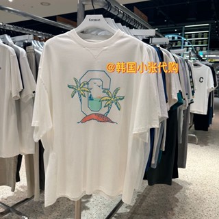 &amp;quot;พร้อมส่ง&amp;quot; เสื้อยืดแขนสั้น ทรงหลวม พิมพ์ลายต้นมะพร้าว แฟชั่นฤดูร้อน สําหรับผู้ชาย และผู้หญิง