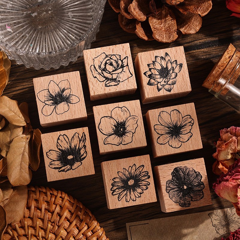 ไม้แสตมป์ยางดอกไม้ตกแต่งแสตมป์ยางไม้แสตมป์สําหรับ DIY Crafting สมุดภาพตัวอักษรไดอารี่การ์ดทํา