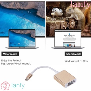 Lanfy อะแดปเตอร์แปลง Type C เป็น VGA ตัวเชื่อมต่อ 10Gbps 24pin สายเคเบิลหน้าจอ Type-C 3.1 HD สําหรับแท็บเล็ต มอนิเตอร์ โปรเจคเตอร์ ทีวี