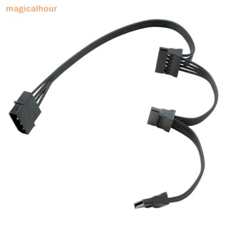 Magicalhour^^ ใหม่ สายเคเบิลพาวเวอร์ 4Pin IDE Molex To1 2 3 4 5-Port 15Pin SATA 18AWG สําหรับฮาร์ดไดรฟ์ HDD SSD PC Server DIY 1 ชิ้น