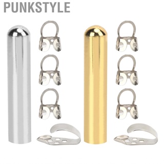 Punkstyle 4Pcs Finger Picks + 1Pc  Bar Metal Stainless Steel Musical Accessory For Ele