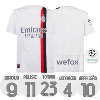 เสื้อกีฬาแขนสั้น ลายทีม QY 2023-2024 AC Milan Giroud Leao Tomori พลัสไซซ์