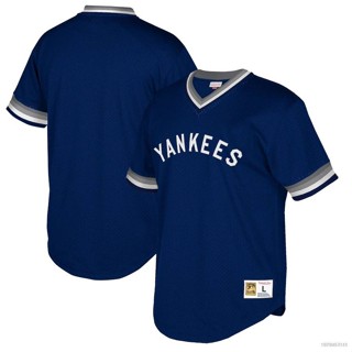 เสื้อกีฬาเบสบอล แขนสั้น ลาย HQ7 2023 MLB New York Yankees Mitchell &amp; Ness Navy Jersey พลัสไซซ์ QH7