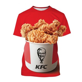 ใหม่ เสื้อยืดลําลอง แขนสั้น พิมพ์ลายกราฟฟิค KFC 3D แฟชั่นฤดูร้อน สําหรับผู้ชาย และผู้หญิง 100-6XL