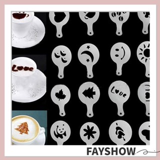 Fay 16 ชิ้น DIY ตกแต่งแม่พิมพ์โฟมเครื่องมือกาแฟศิลปะลายฉลุครัวเค้กตลกลาเต้คาปูชิโน่