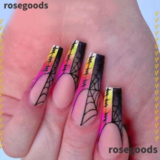 Rosegoods1 เล็บปลอม แบบยาว ถอดออกได้ สไตล์ฝรั่งเศส DIY